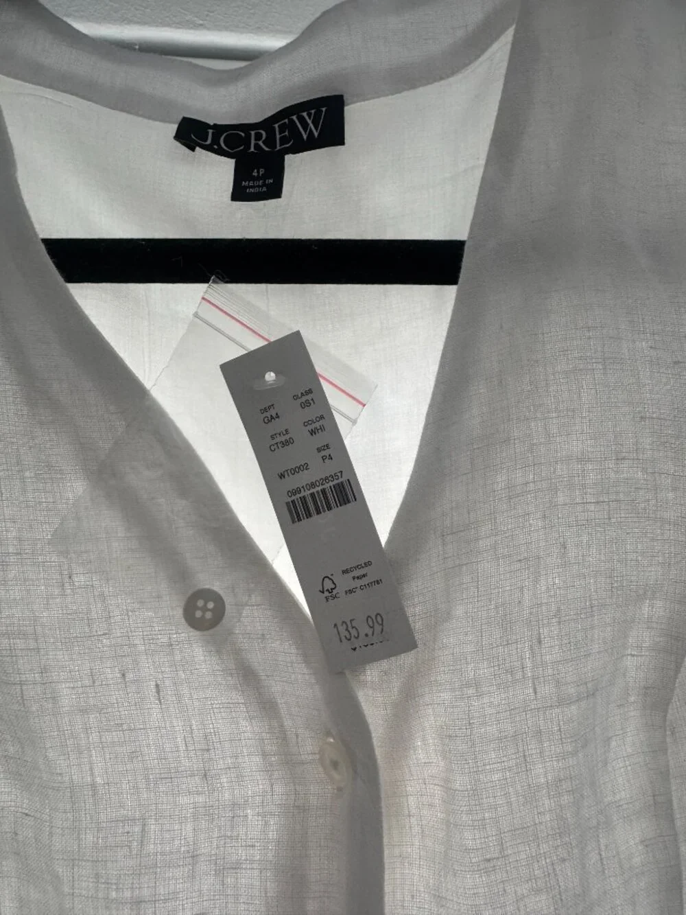 NWT J. Crew White Fleur Mini Dress in Linen